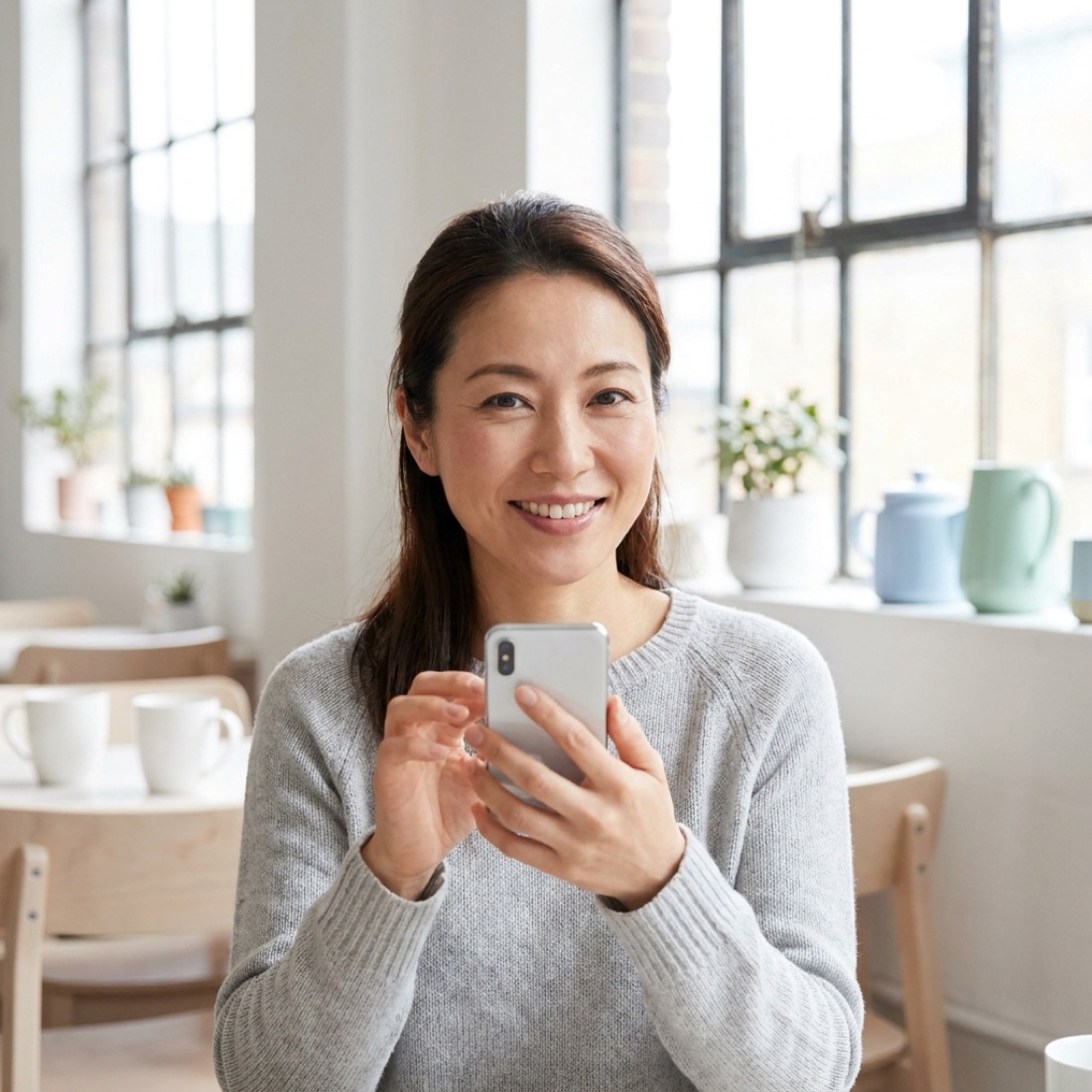 スマホで相談する様子